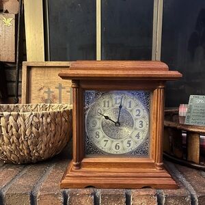 Vintage Wooden Mantel Clock in Working Condition